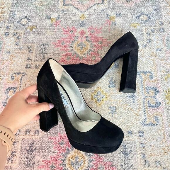 Prada Calzature Donna Camoscio Suede Heels Sz 38 8 - Picture 4 of 10